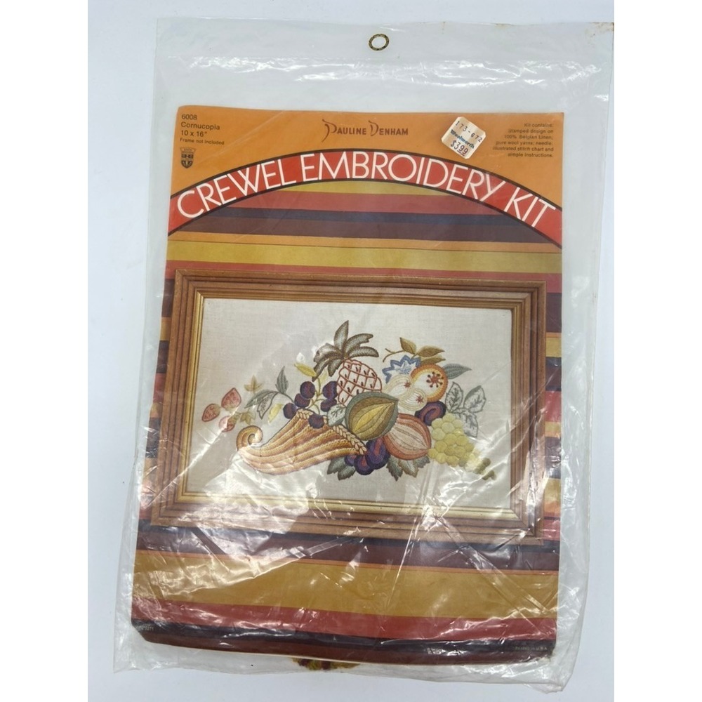 Vintage NEW Pauline Denham Crewel Embroidery Kit Sealed 10x16 Wool Belgian Linen